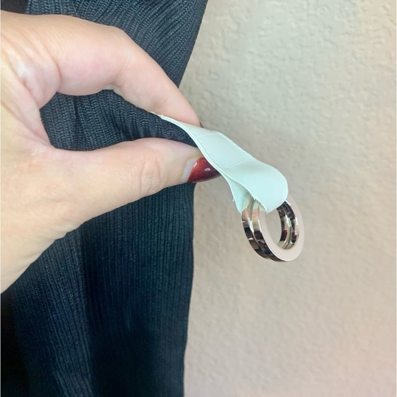 Sale! NEW Cardigan M Newport News Black Long Ribbed w/ White Embellishments NWOT - Picture 6 of 16